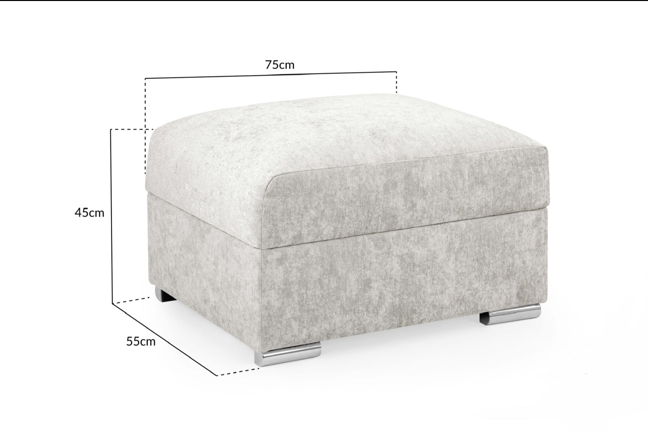 Bentley Fullback Footstools | Charcoal, Silver