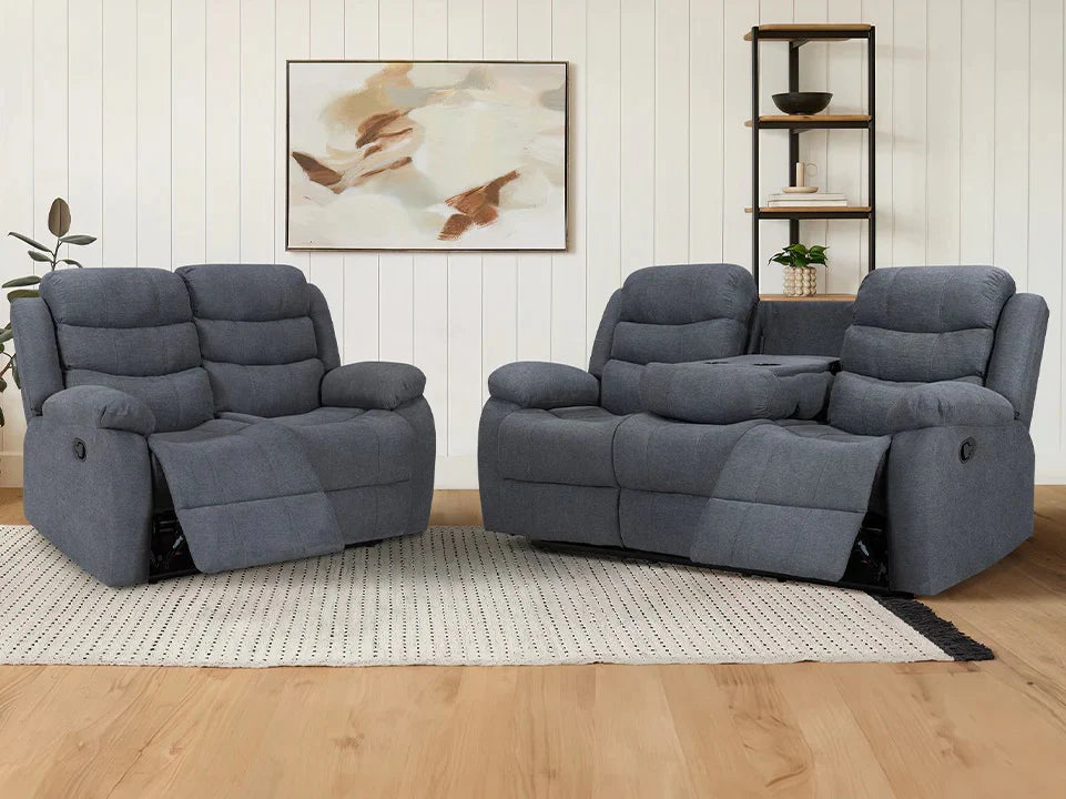 Roma 3+2 Fabric Sofa Set In Grey