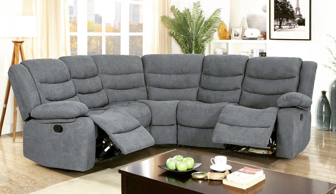 Roma Fabric Recliner Corner Sofa Grey