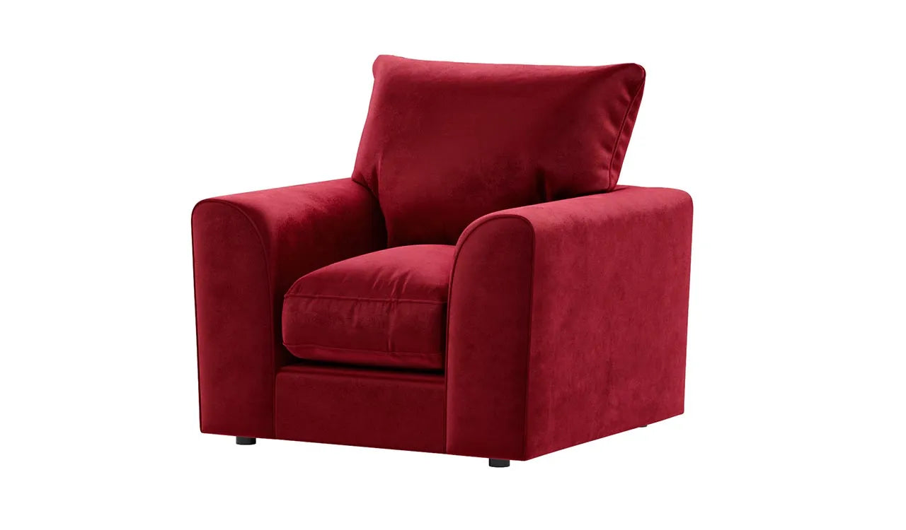 Plush velvet arm chairs red mink mustard