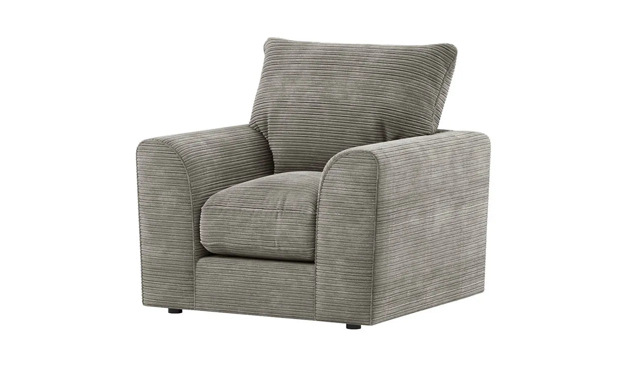 Grey jumbo cord top armchair