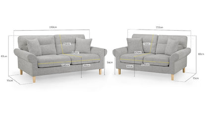 Florence Sofa Set | Silver