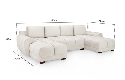 Azzuro U Shape Corner Sofas | Cream,Grey,Mocha