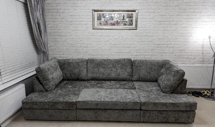 Carnaby U Shape CINMA Sofa In Soft Chenille GREY