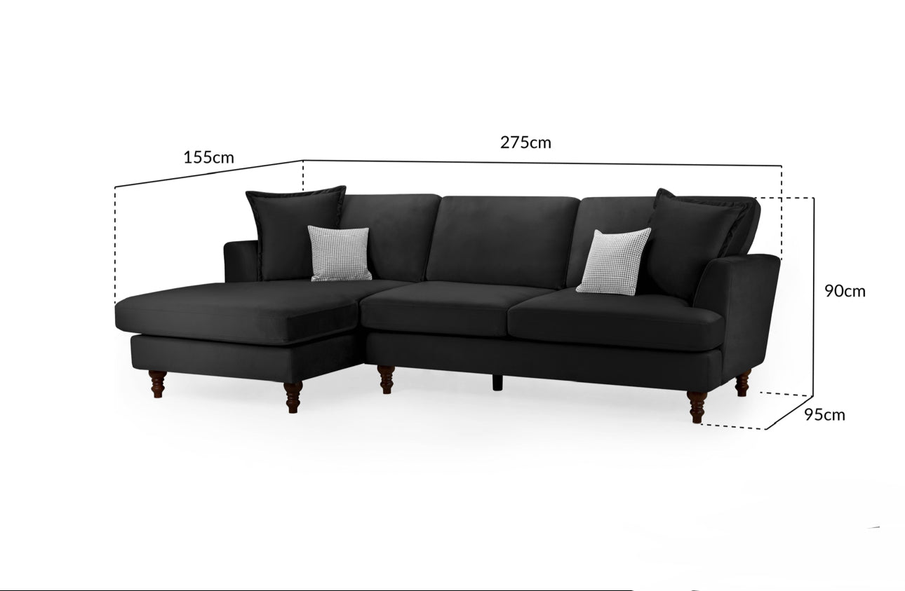 Bari Corner Sofa | Black