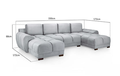 Azzuro U Shape Corner Sofas | Cream,Grey,Mocha