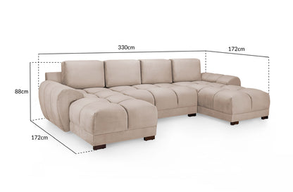 Azzuro U Shape Corner Sofas | Cream,Grey,Mocha