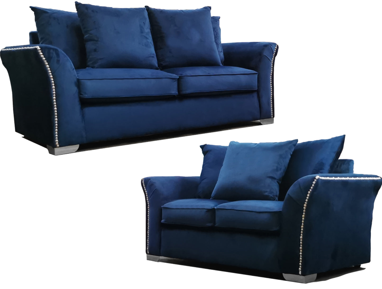 Plush Velvet Sofas grey, black, blue