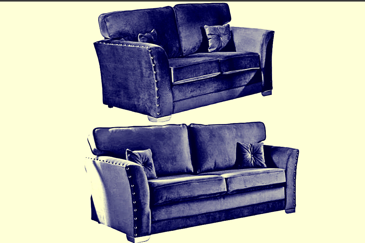 Plush Velvet 3+2 Seater Sofa Set  GREY-BLACK -GREEN-BLUE-MUSTARD