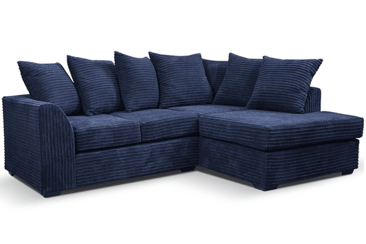 Blue Jumbo Cord Corner Sofa Left hand/Right hand