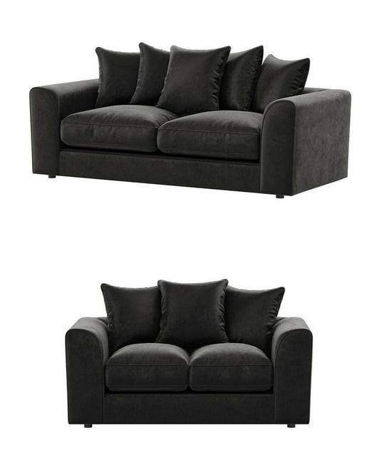 Black Plush Velvet Sofa