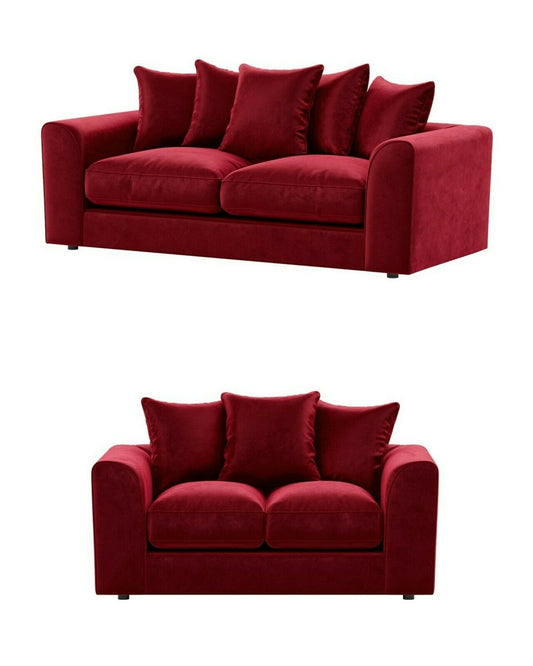Red Plush Velvet Sofa