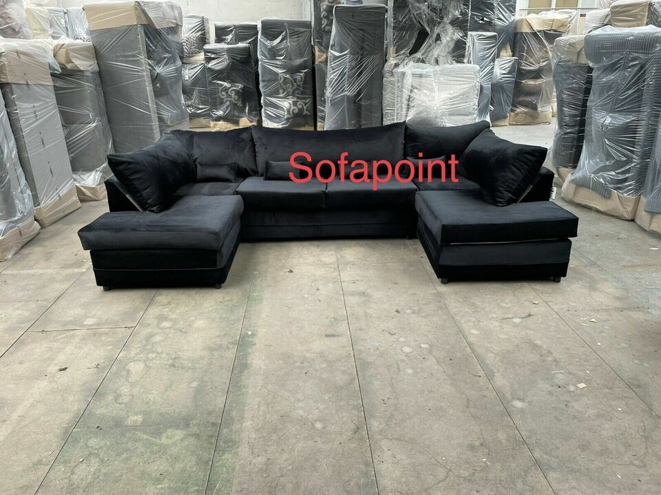 Plush Velvet U Shape Sofa