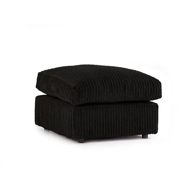 Black Jumbo Cord Footstool