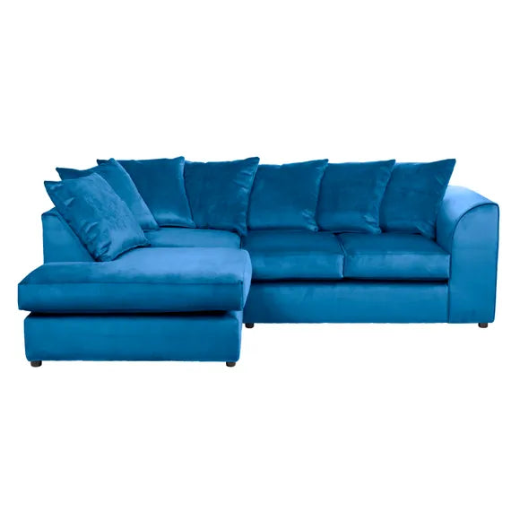 Blue Plush Velvet Sofa