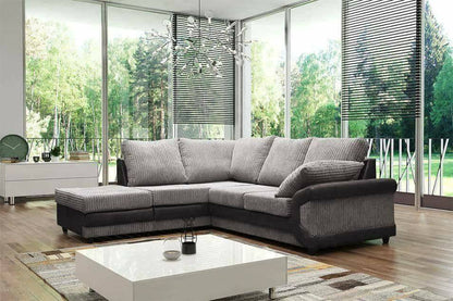 New High Back Dino 3 2 Seater Corner Sofa Jumbo Cord Suite Set Grey Black Brown