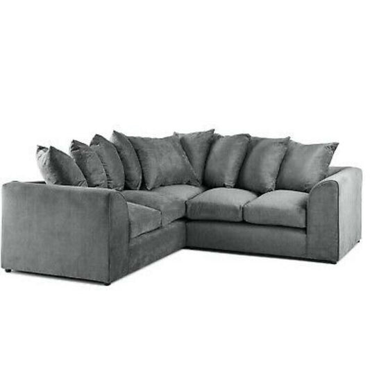 Grey Plush Velvet Corner Sofas