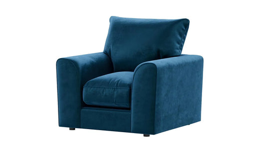 Blue Plush Velvet Arm Chair
