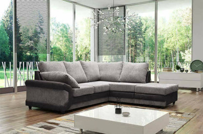 New High Back Dino 3 2 Seater Corner Sofa Jumbo Cord Suite Set Grey Black Brown