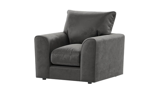 Grey Plush Velvet Arm Chair