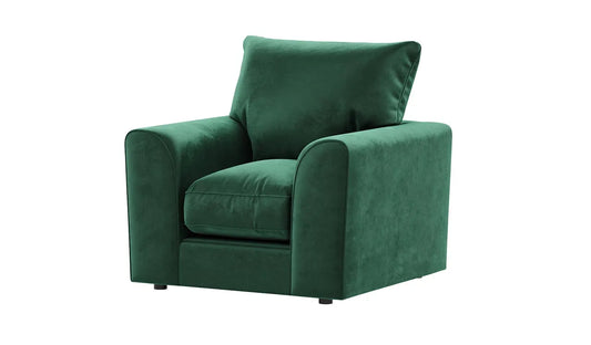 Green Plush Velvet Arm Chair