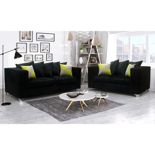 Black Plush Velvet Sofa