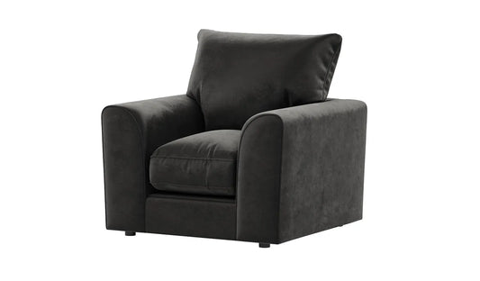 Black Plush Velvet Arm Chair