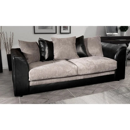 Black & Grey Sofa Corner Suite Cord Fabric + Leather Look Modern Left Right 3&2