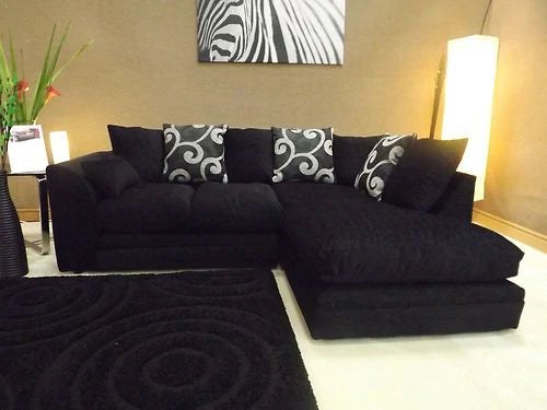 Black Zina Chenille Fabric Sofa