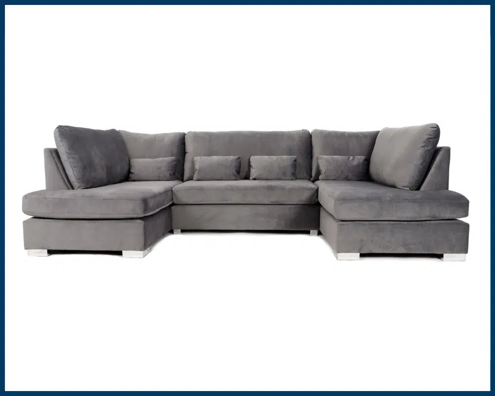 Grey Plush Velvet Sofa