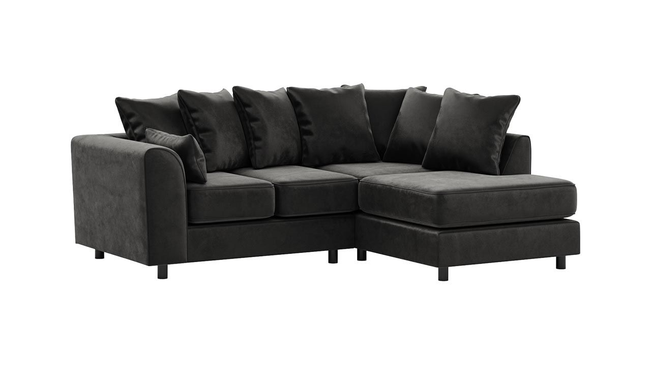 Black Plush Velvet Sofa