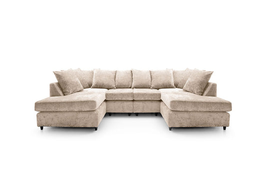 Chenille Fabric U Shape Sofa Beige