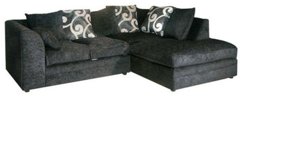 Black Zina Chenille Fabric Corner Sofa